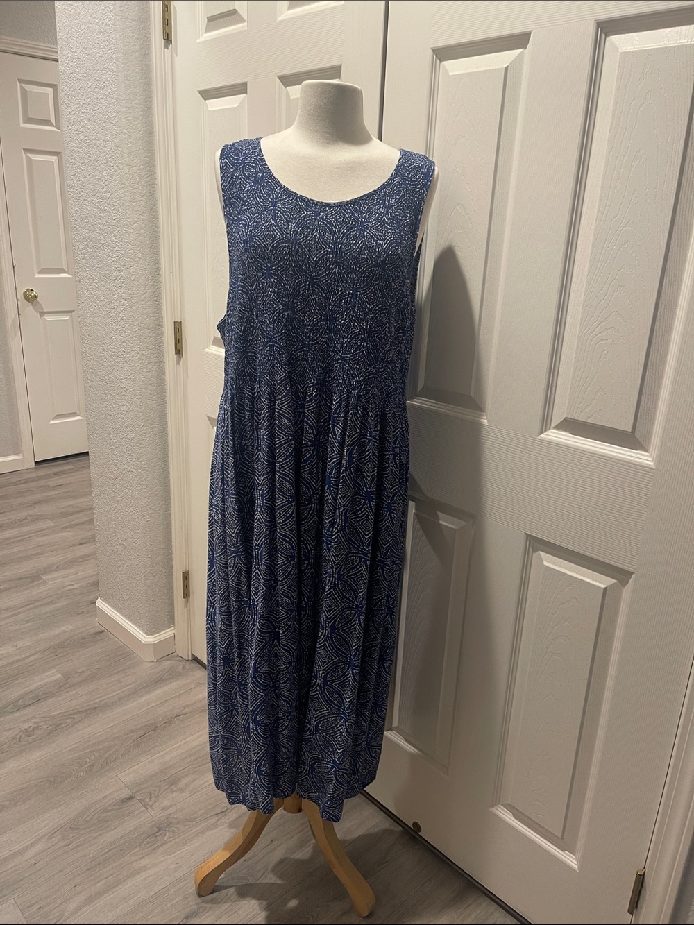 croft & barrow Navy Blue Patterned Sleeveless Maxi Dress